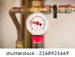 Small photo of Pressure gauge on a sealed central heating system in a UK home