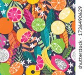 fruit seamless pattern ... | Shutterstock .eps vector #1736490629