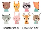 cute animal faces. hand drawn... | Shutterstock .eps vector #1450354529