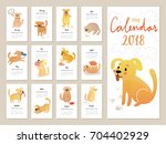 calendar 2018. cute monthly... | Shutterstock .eps vector #704402929