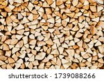 Stacked Firewood Close Up....