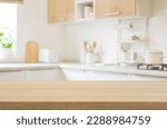 Kitchen table top for product display with blurred modern interior