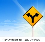 fork in the road on blue sky  ... | Shutterstock .eps vector #107074403