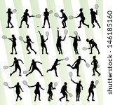 tennis players silhouettes... | Shutterstock .eps vector #146185160