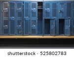 Blue metal cage lockers with a...