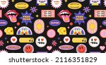 seamless pattern with y2k... | Shutterstock .eps vector #2116351829