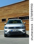 Small photo of Istanbul/Turkey - July 13 2016 : Volkswagen Tiguan is a compact crossover vehicle (CUV) manufactured by German automaker Volkswagen.