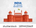 illustration of Famous Indian monument Red Fort for 26th January Happy Republic Day of India