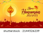 illustration of Lord Hanuman on religious background for Hanuman Jayanti festival of India
