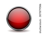 button. red shiny glass sphere... | Shutterstock .eps vector #307879586