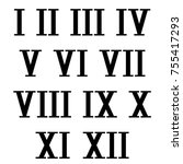 Roman Numerals. Black Numbers...