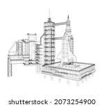 space rocket on launch pad.... | Shutterstock .eps vector #2073254900