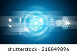 hexagons with icons and glow... | Shutterstock . vector #218849896
