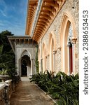 Palacio de Monserrate Palace. Details of the Moorish Revival Architecture Style aka Neo-arabic or neo-moorish. 19th century Palace built in the Sintra, Portugal near Lisbon.