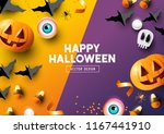 happy halloween party... | Shutterstock .eps vector #1167441910