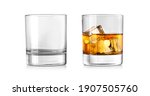 Empty and clean whiskey glass isolated on white background with clipping path
