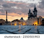 The main square of the Old Town of Prague at sunset - Staroměstské náměstí - is one of the main attractions of the Czech Republic.