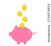 pig piggy bank and gold coins.... | Shutterstock .eps vector #1754376923