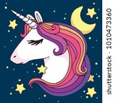 cute cartoon unicorn head with... | Shutterstock .eps vector #1010473360