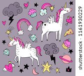 a set of cute unicorns with... | Shutterstock .eps vector #1161930229