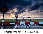 Closed Rail Crossing With Red...