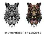 hand drawn wolf head with... | Shutterstock .eps vector #541202953