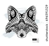 fox head coloring book   page.... | Shutterstock .eps vector #696591529