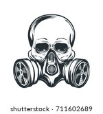 Skull In Gas Mask Illustration. ...