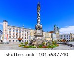 Linz, Austria. Holy Trinity column on the Main Square (Hauptplatz).