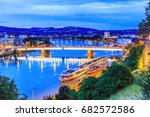 Linz, Austria. Nibelungen bridge over the Danube river.
