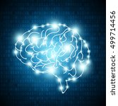 human brain on matrix number... | Shutterstock .eps vector #499714456