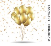 gold balloons and confetti on a ... | Shutterstock .eps vector #648967096
