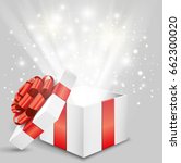 opened gift box with red bow... | Shutterstock .eps vector #662300020
