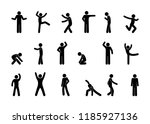set of man icons  various poses ... | Shutterstock .eps vector #1185927136