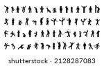 large set of stickman, various human poses and gestures, men and women icons, people stand, run, jump, dance and play sports
