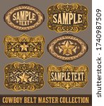 Western Style Cowboy Belt Buckle Label Master Collection Set.