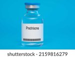 Small photo of Prednisone. Prednisone medical liquid for injection in a glass vial