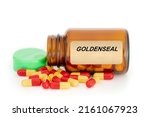 Small photo of Herbs medical concept Food supplement, Herbal medicine in capsules from plants Goldenseal