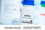 Small photo of AlCl4Cs aluminium caesium tetrachloride CAS 17992-03-9 chemical substance in white plastic laboratory packaging