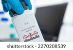 Small photo of UCl4 uranium tetrachloride CAS 10026-10-5 chemical substance in white plastic laboratory packaging