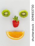 kiwi  strawberry and orange in... | Shutterstock . vector #309853730