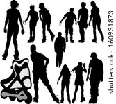 rollerskating silhouettes 1  ... | Shutterstock .eps vector #160931873