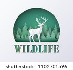 world wildlife day with deer in ... | Shutterstock .eps vector #1102701596