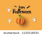 halloween party with scary... | Shutterstock .eps vector #1135218533