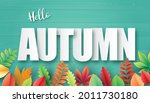  paper cut of autumn  maple... | Shutterstock .eps vector #2011730180