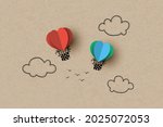 hot air balloon in a heart... | Shutterstock .eps vector #2025072053