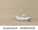 origami made paper sailing boat.... | Shutterstock .eps vector #2028823520