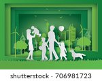 illustration of eco and world... | Shutterstock .eps vector #706981723