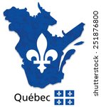 Quebec Map With Emblem And Flag ...
