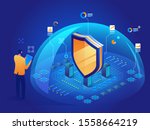 antivirus software isometric... | Shutterstock .eps vector #1558664219